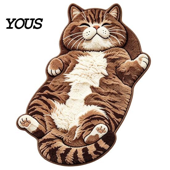 Warm Decorative Floor Pad Sleeping Cat Entrance Rug, Cozy Plush Door Mat, Cute Kitten Small Mat Absorbent Area Rug for Entryway Bedside Bedroom