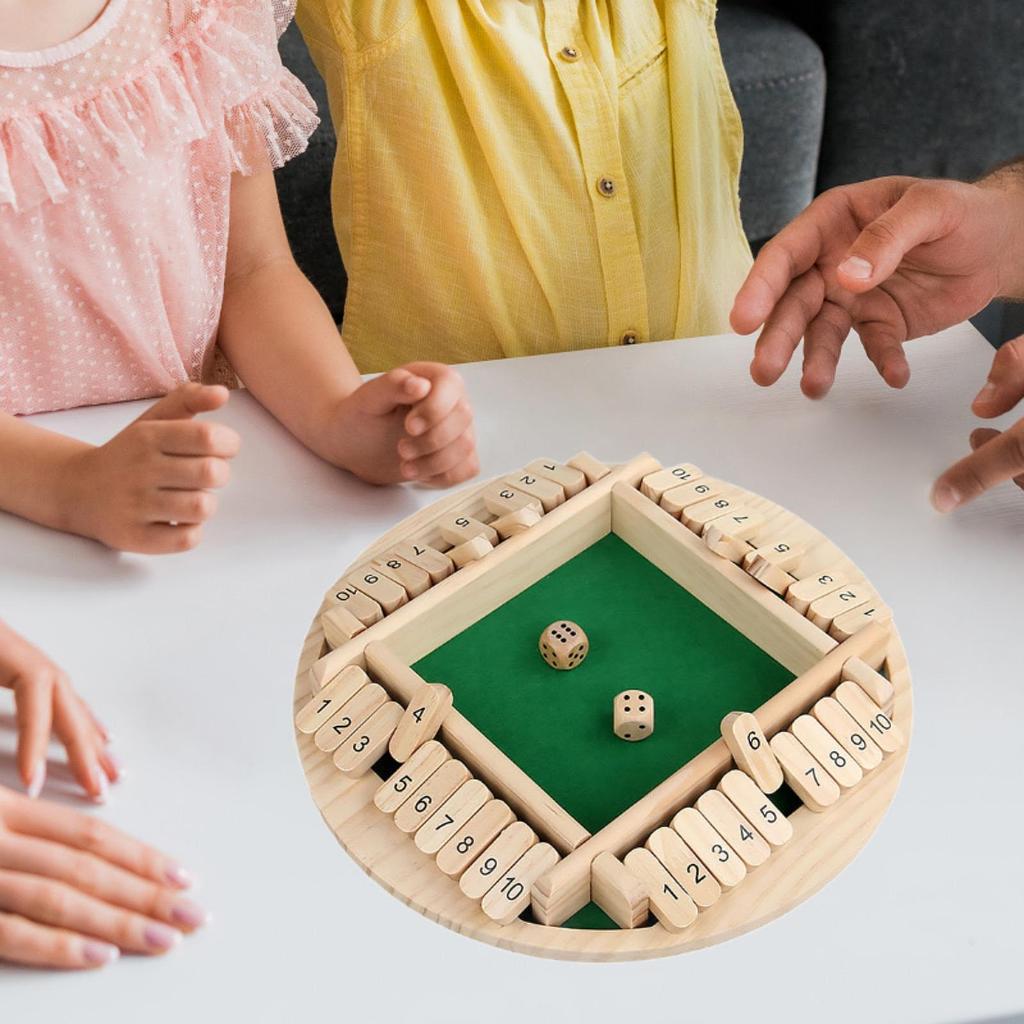 Shut The Box Educational Toys,Multicolor 4 Player Interactive Interesting Wood Tabletop Game