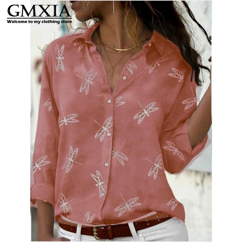 GMXIA 38 Color Women's Fashion Casual Long Sleeve POLO Neck Leisure Blouses & Shirts