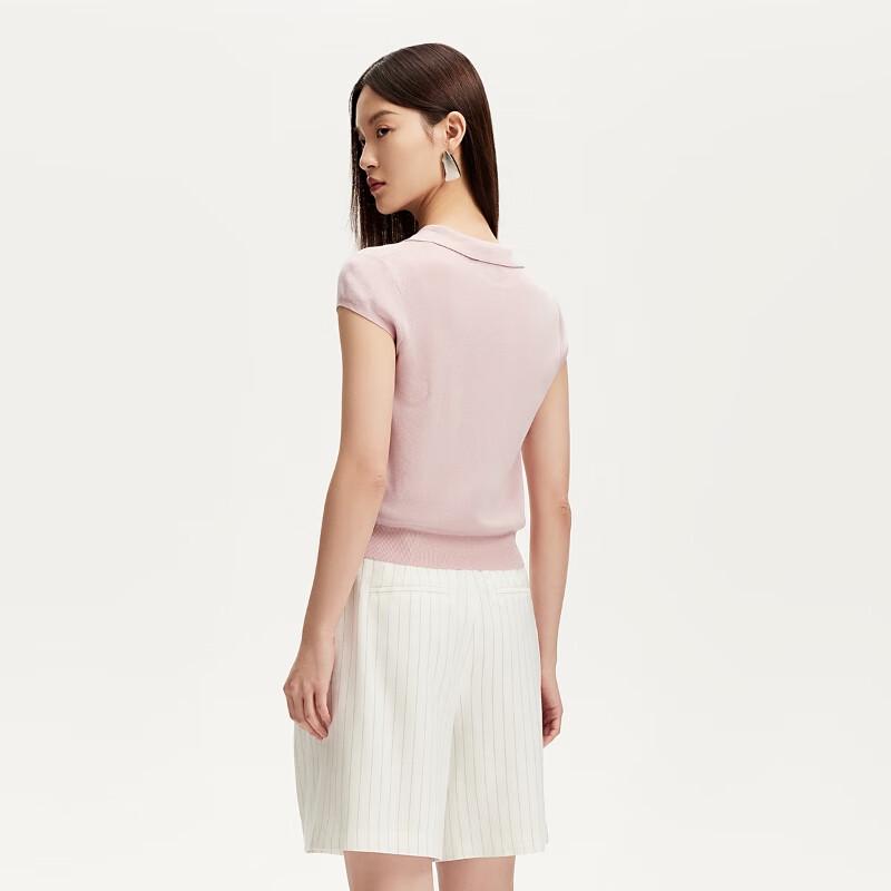 VEROMODA Women's Lyocell Blend Polo Knit Top with Button Detail