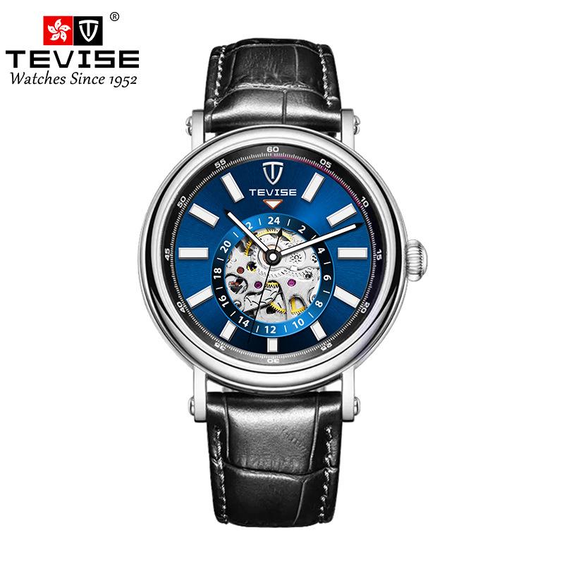 

TEVISE Business Men Skeleton Hollow Leather Men s Wrist Watches Luxury Automatic Mechanical Male Clock синій
