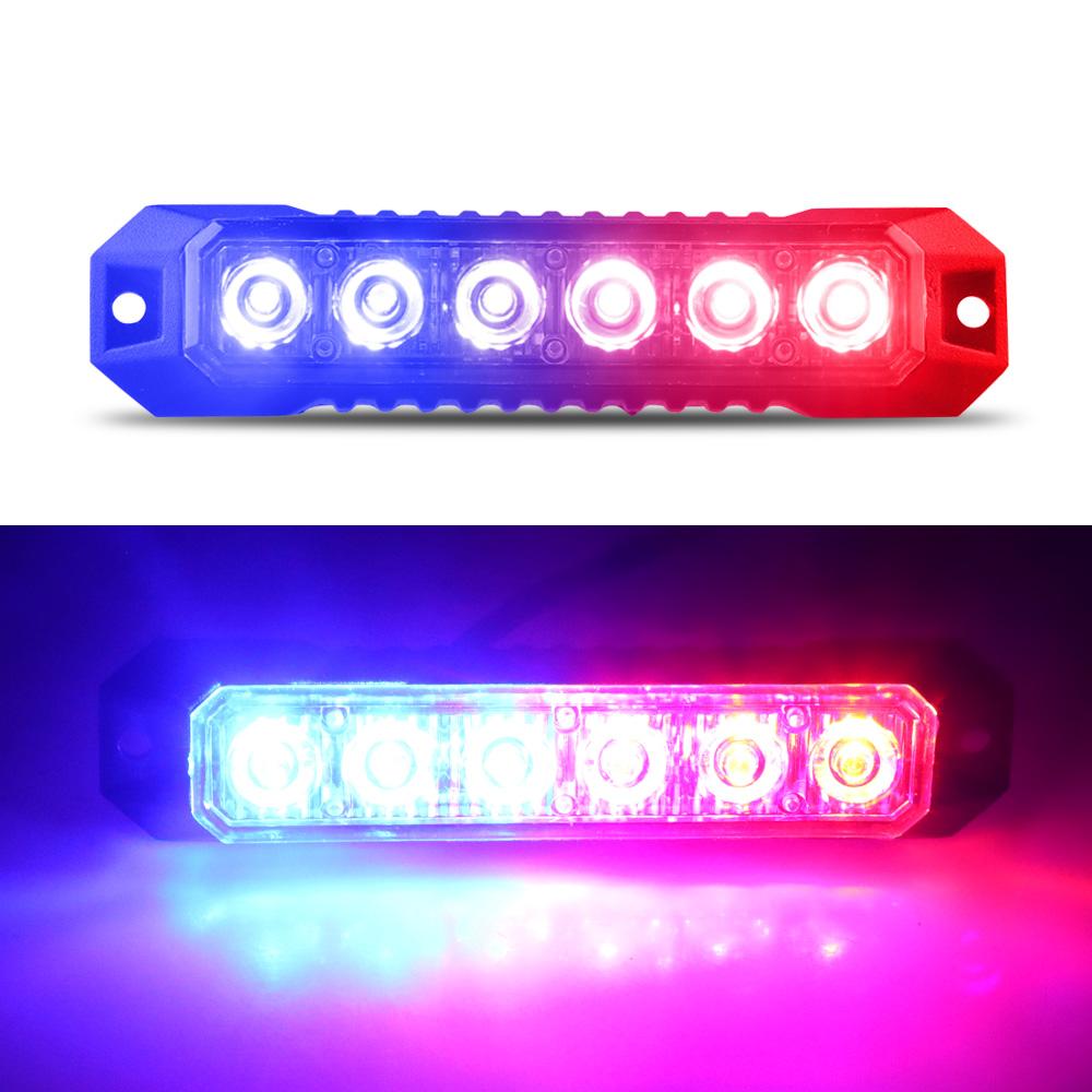 1pcs 6Led Strobe Warning Light Strobe Grille Flashing Lightbar for Emergency Truck Beacon Lamp Amber Car Traffic Light 12-24V
