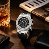 Men's Casual Watch Diamond Iced Bezel Quartz Wristwatch Sports Waterproof 30m Chronograph Fashion Silicone Band Reloj Hombre
