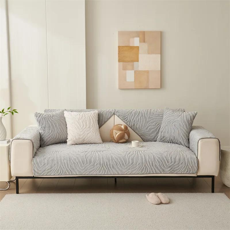 

Зимняя плюшевая подушка для дивана, утолщенный противоскользящий чехол для дивана, теплый полотенце, L-образный универсальный чехол для дивана для украшения гостиной 70x70