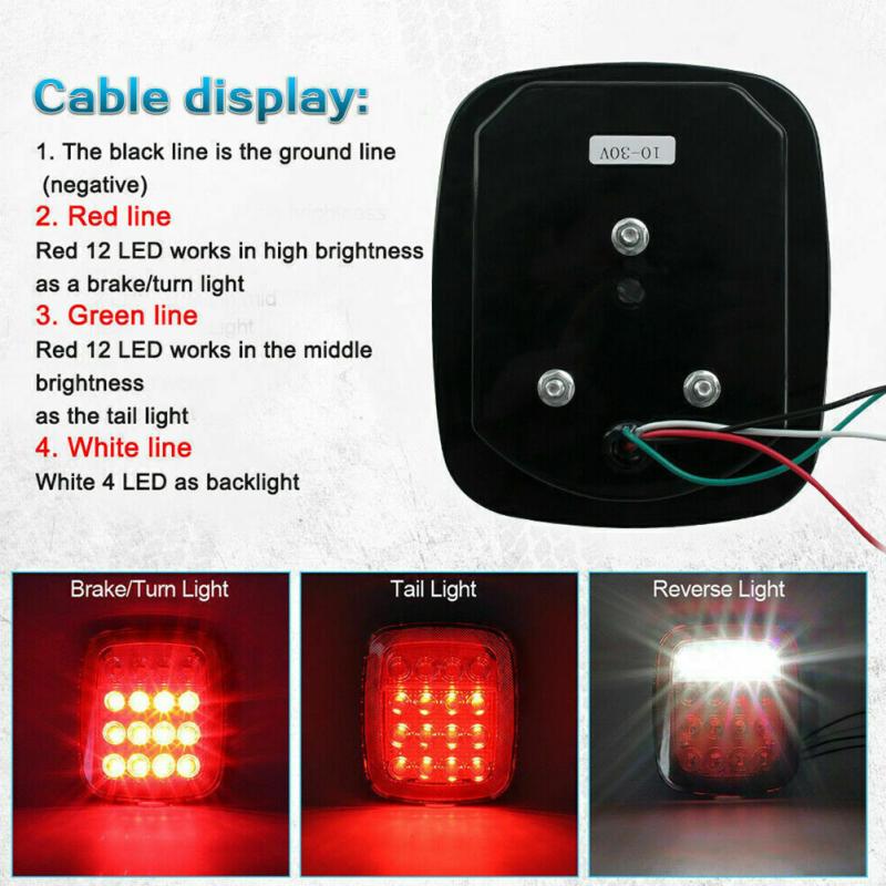 2pcs Car Led Rear Tail Light Installation Reversing Brake Lamp Modified Parts Compatible For Tj