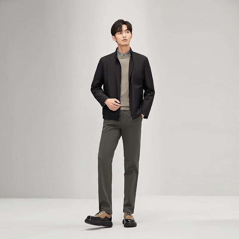 Qipai Herren Stehkragen Allover-Print Freizeitjacke