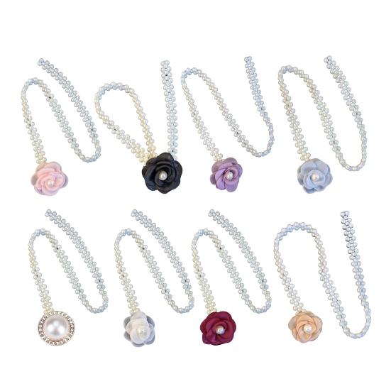 Yousheng Waist Chain Imitation Pearls 3D Flower Decor Waist Chain Adjustable Fit Retro Dress Waist Belt Special Occasions Accessory