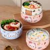 Cartoon Pattern Ramen Bowl Double Layer Rice Bowl  Complementary Food