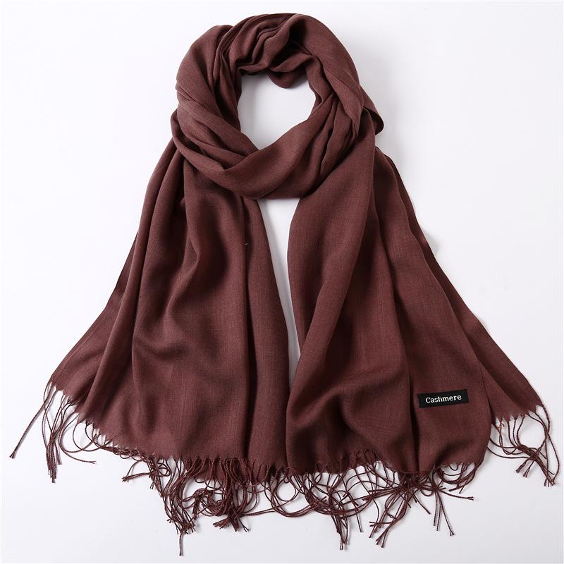 Women's Solid Color Faux Cashmere Scarf, Lightweight Shawl for Spring/Summer & Warm Autumn/Winter Malaysian Headscarf.