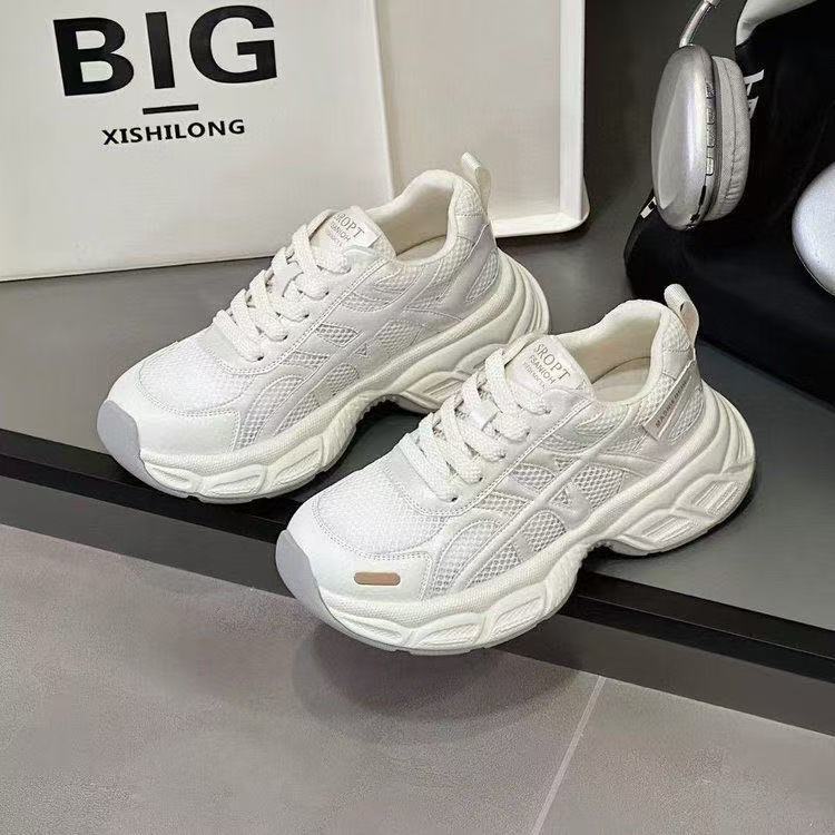 Weiche Leder Plateau Dad Shoes Sommer Neu Einzelnetz Atmungsaktiv Sportlich Lässig Schuhe Leichte Laufschuhe