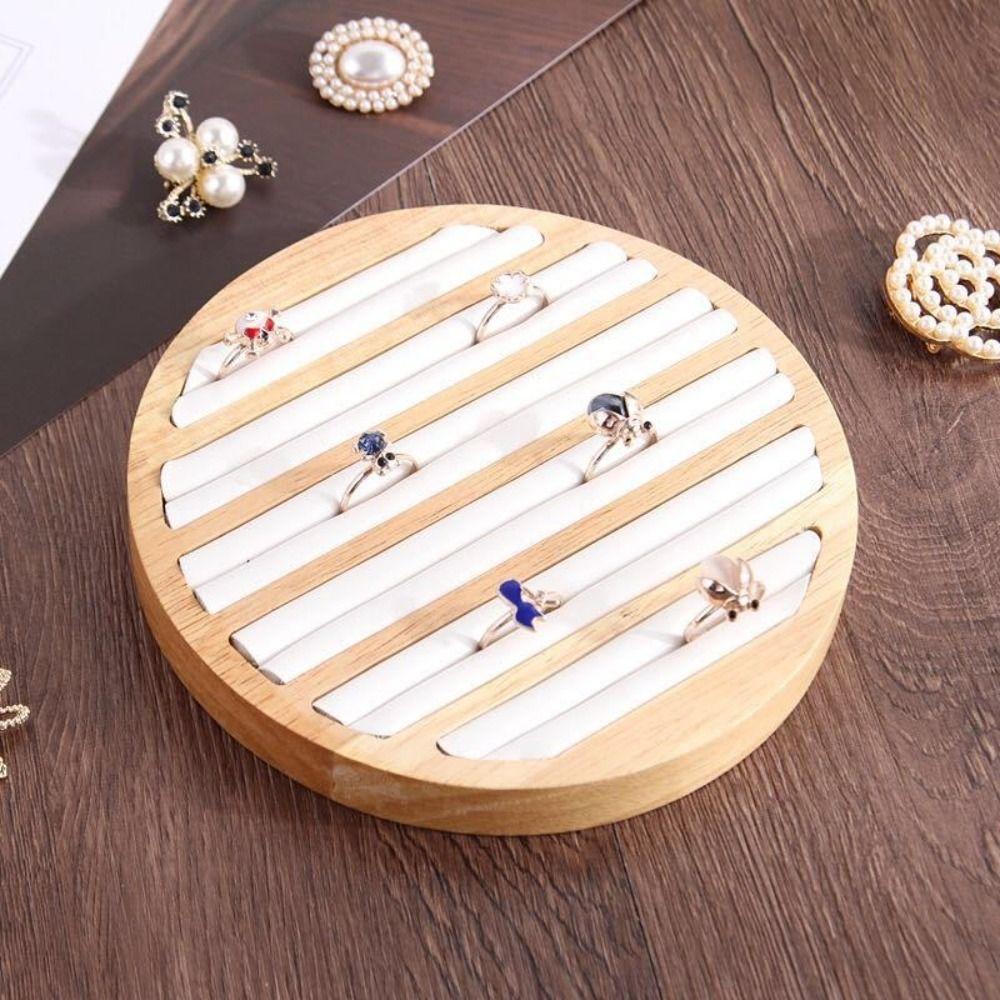 Wood Jewelry Tray Round Shape Jewellery Storage Stand Bracelet Display Stand  Counter Display