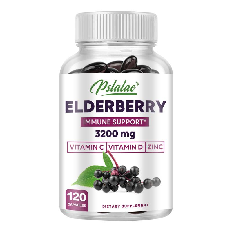 Elderberry Capsules 3200mg - with Black Elder Extract - Energy & Immune Booster