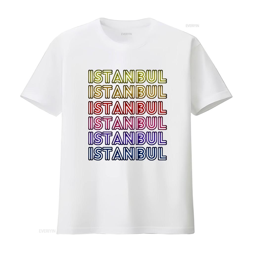 Istanbul City Proud Travel Text Neon Lights Design Classic Fit T Shirt vintage Washed Slightly designer clothes Stylish Soft