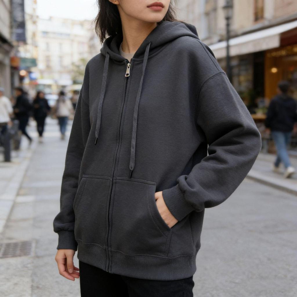 Women's Trendy Casual Zipper Hooded Cardigan for Autumn/Winter