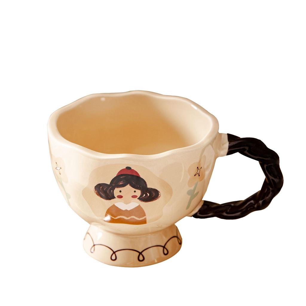 Retro Cardamom Girl Cute Mug Mug Creative Ceramic Cup Office Water Cup Coffee Cup Breakfast Milk