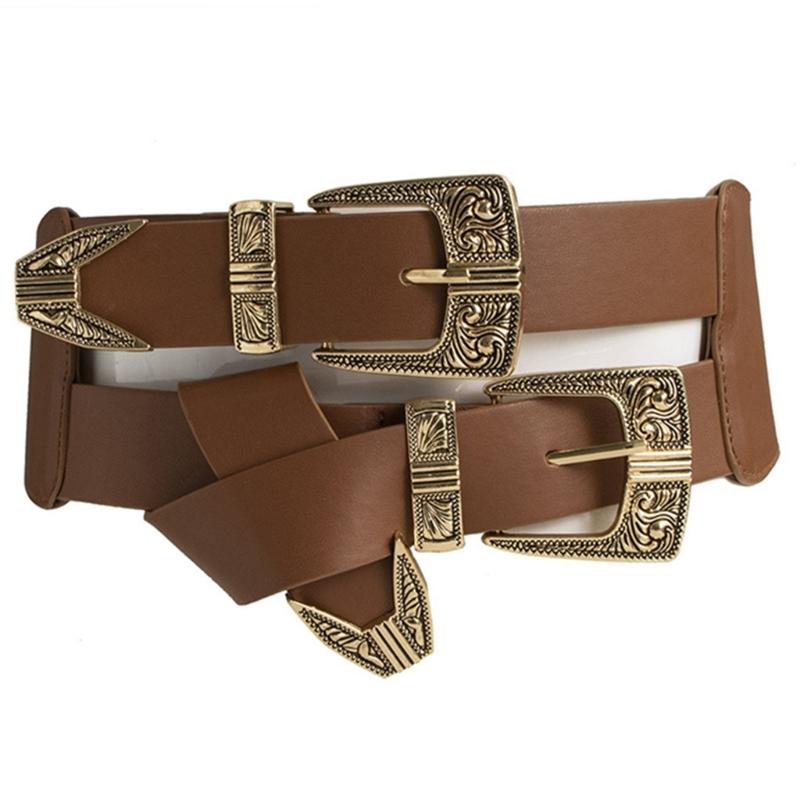 PU Waist Belt with Embossed Pin Buckle Adjust Length Waist Belt Woman Girls Jeans Dresses Skirt Coat Decors Waistband