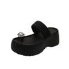 Small height increase cool slippers versatile slippers women's summer wear muffin bottom cover toe rhinestone thick bottom cool slippers