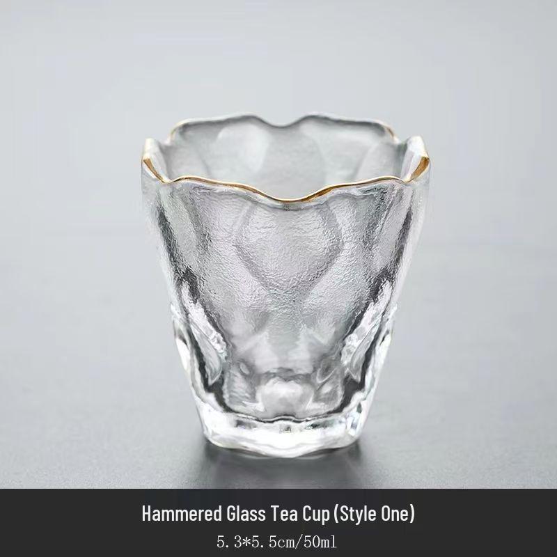 Japanese Crystal Glass Kung Fu Tea Cup with Gold Painting - Small Tasting Bowl