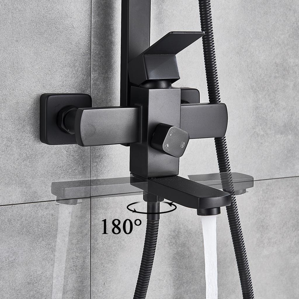 Black/Silver Bathroom Faucet Chrome/Black Rain Shower Head Bath Faucet Shower Set Mixer Wall Mounted Bathtub Shower Mixer Tap Shower Faucet