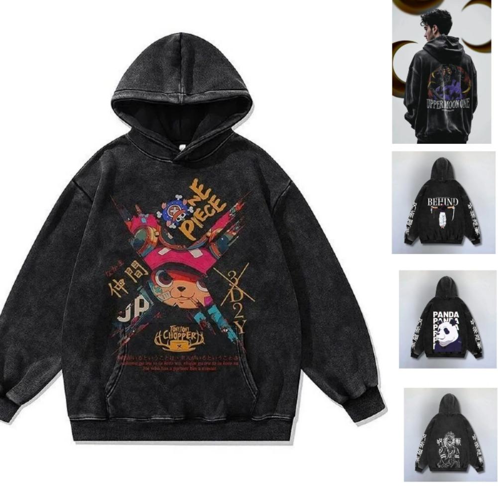 Anime Oversized Vintage Hooded Men Hoodies Pullover Sweatshirt Streetwear Y2k Long Sleeve Tops Unisex Harajuku Clothing
