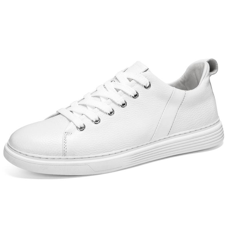 Men's Genuine Leather Retro White Cowhide Sneakers