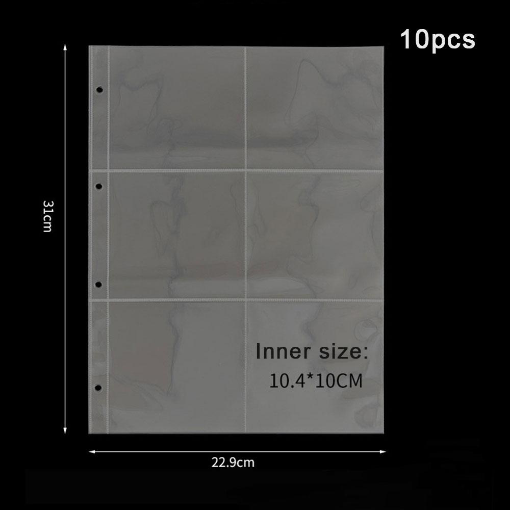 A4 Clear 10 Pcs Photo Album Refill Pages File Protector 4/11 Holes 6×4 8×10 4/11 Ring Binder Photocards Postcard Card Notebook