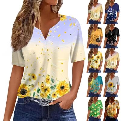Dammode Casual Kortärmad Blommig Topp