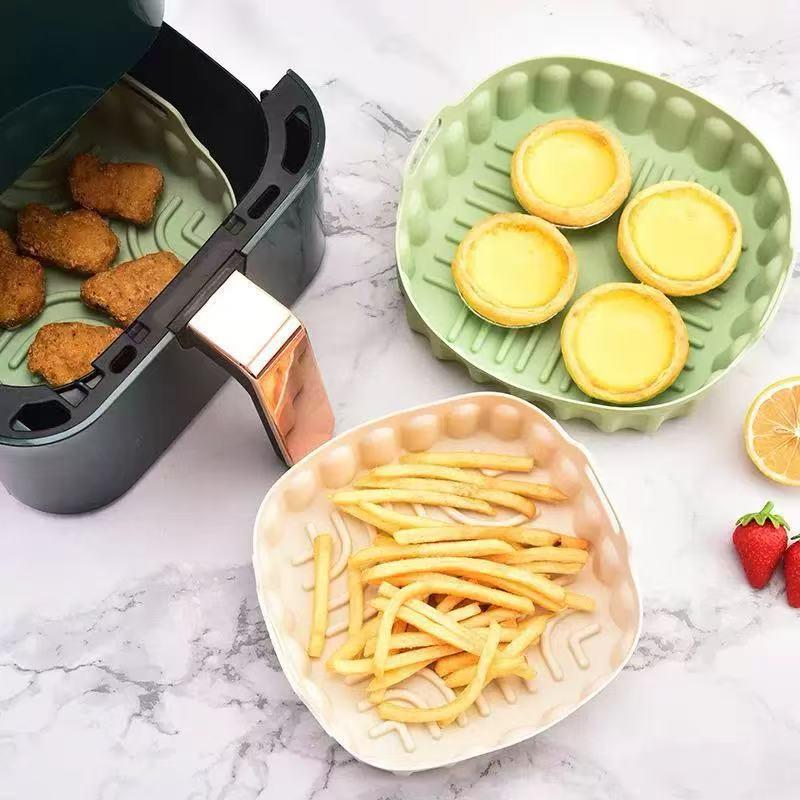 Minimalist Solid Color Silicone Air Fryer Baking Mat and Pizza Pan