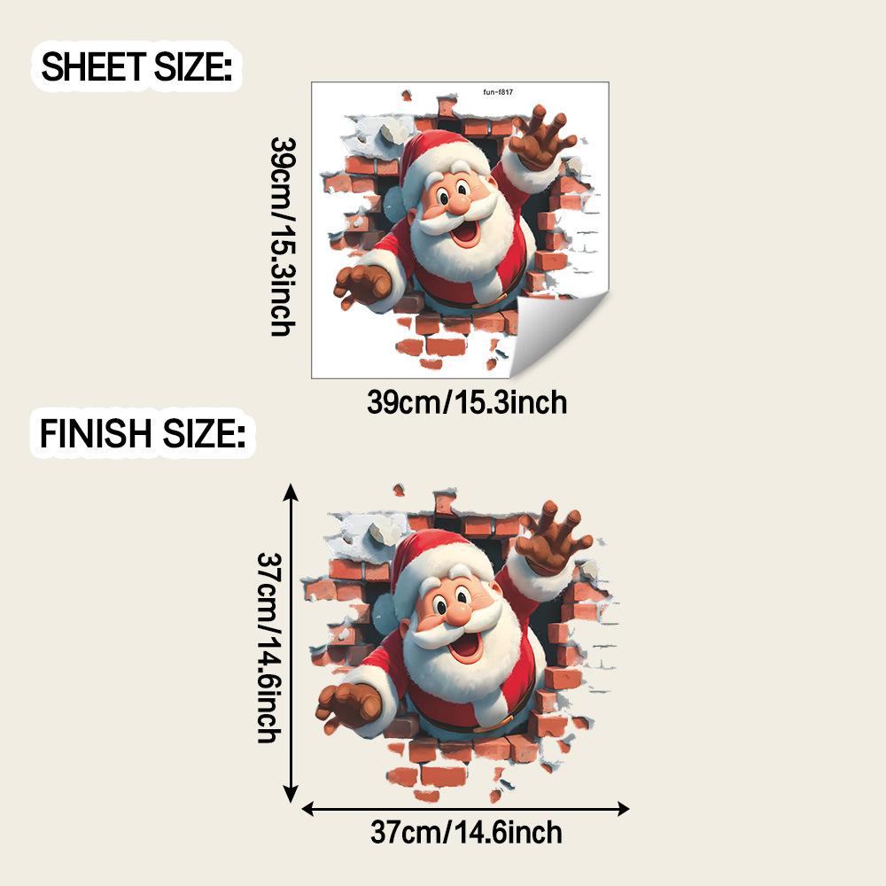 

Мультяшный Санта Клаус, пробивающий стену, Домашняя праздничная атмосфера, Декоративные наклейки на стену