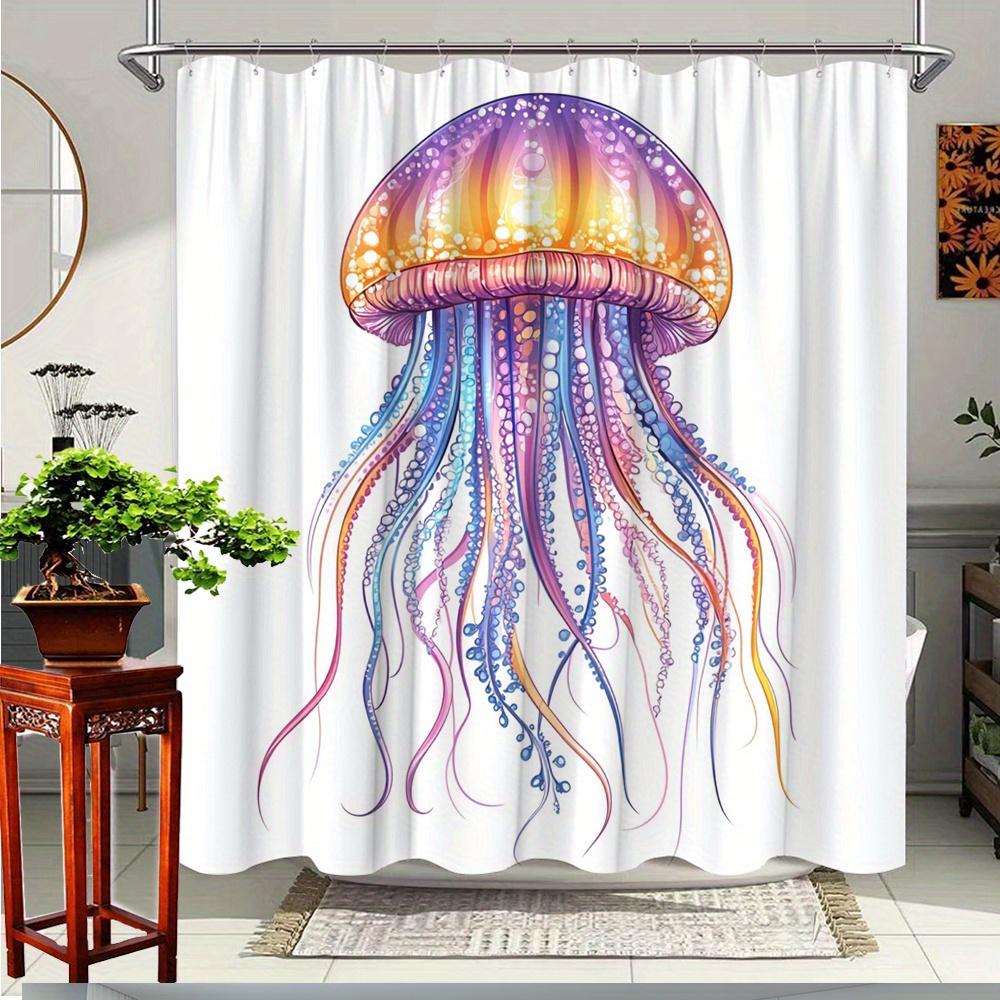 

1pc vibrant jellyfish shower curtain-polyester fabric 70.8x 70.8 inches, with 12 hooks bathroom decorative curtains 90x180cm