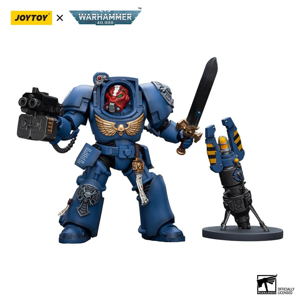 JoyToy Warhammer 40k: Ultramarine Terminator Sergeant with Power Sword and Teleport Home 1:18 Scale Action Figure