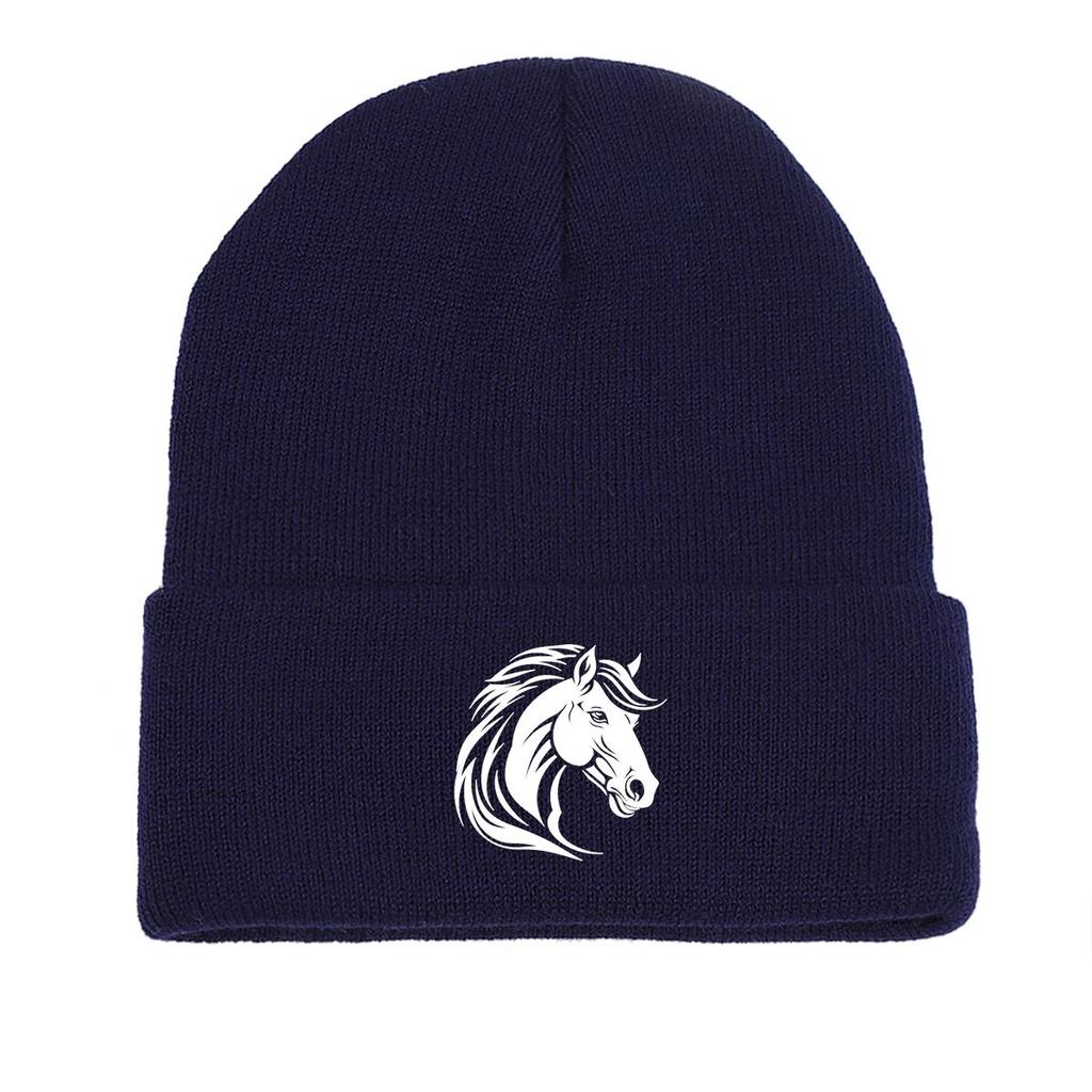 White Wolf Winter Knitted Cap Beanie, Animal Skull Cap Elastic Stretchy Headwear Headwear Knit Hat Beanie