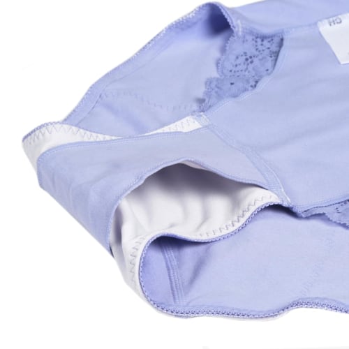 Atsugi Shefree Heavy Flow Sanitary Panties with Front Lace, Cotton Blend, Compatible with Winged Pads, 87433AS