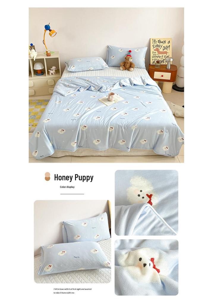 Soft and Breathable Milk Silk Cotton Summer Quilt, Machine Washable, Skin-Friendly, Ideal for Student Dormitory or Air-Conditioning Use