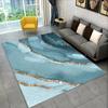 Sophisticated Nordic Blue and Gold Marble Floor Mat Geometric Carpet for Living Room or Bedroom Non-Slip Rug for Sofa Doormat