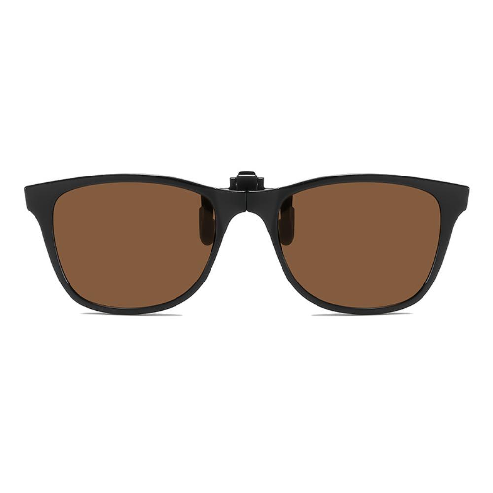 

Vintage Square Clip On Sunglasses Ultra Light Flip Up Anti Blue Light Glasses Anti Glare foldable Competitive Games Goggles коричневый