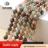 Jingde Jewelry Natural Red-Green Rutilated Quartz Round Beads for DIY Crystal Bracelet Accessories