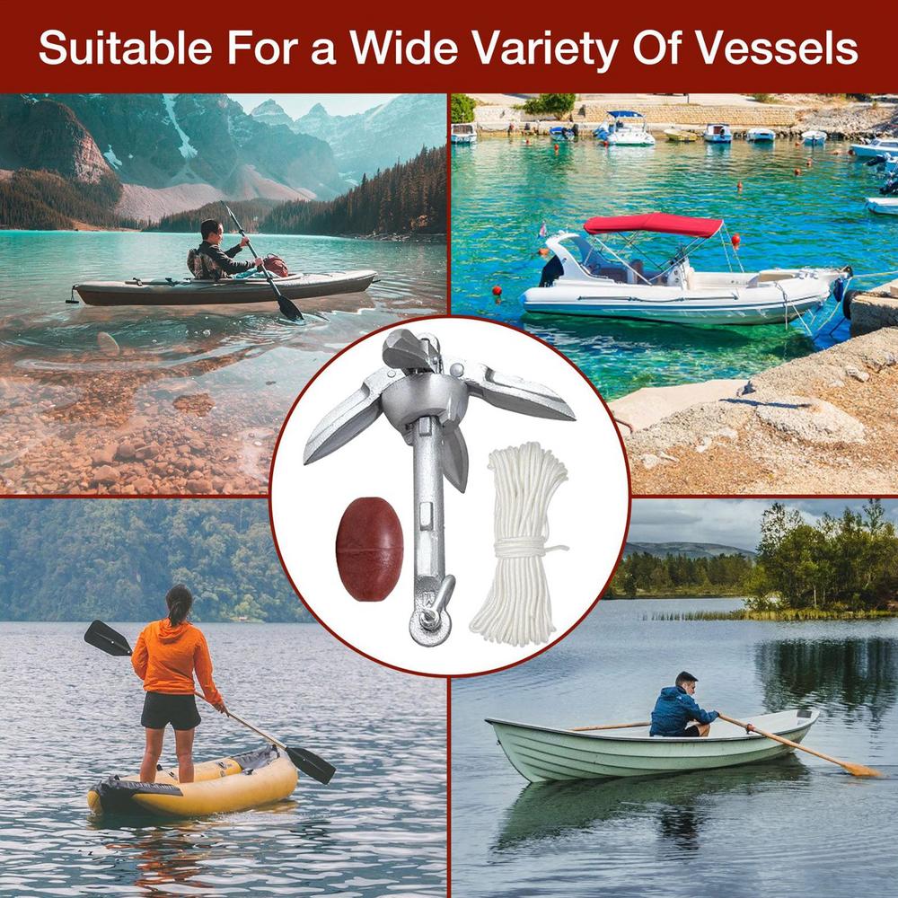 Kayak Anchoring Kayak Fishing Anchoring Kit Folding Heavy-Duty Retrievable Boat Accessories For Lake Fishing Kayaking Dock