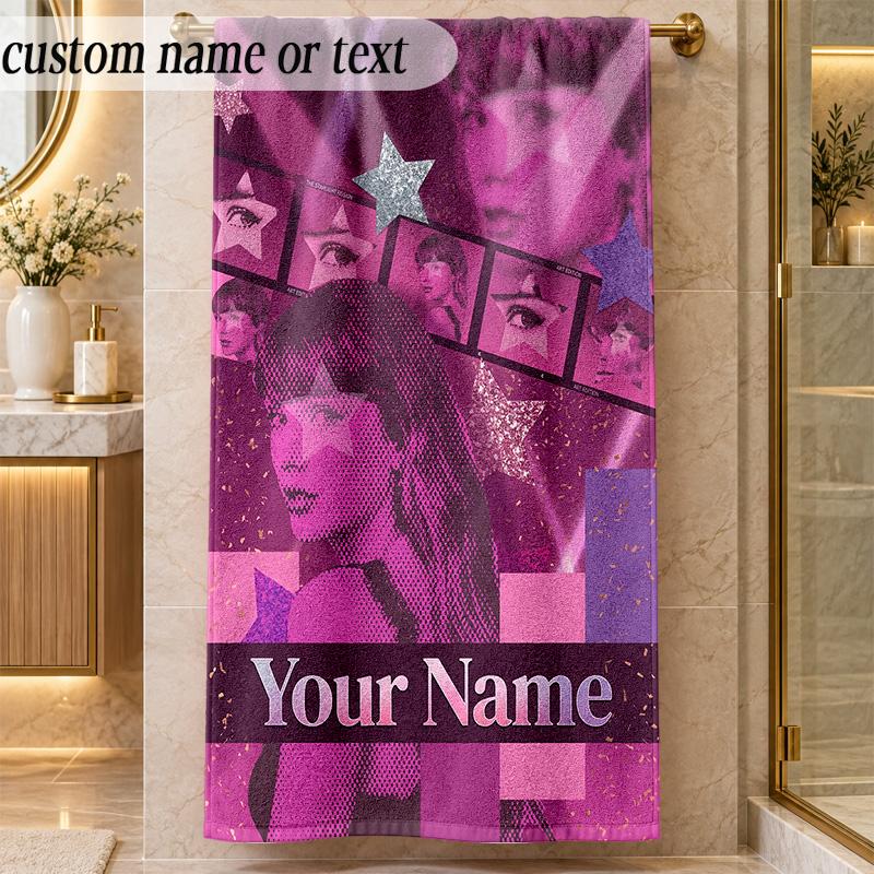 Beach TowelTaylor Swift Custom Name Text Personalized Soft Towel for Beach Pool Indoor Home Decor Gift