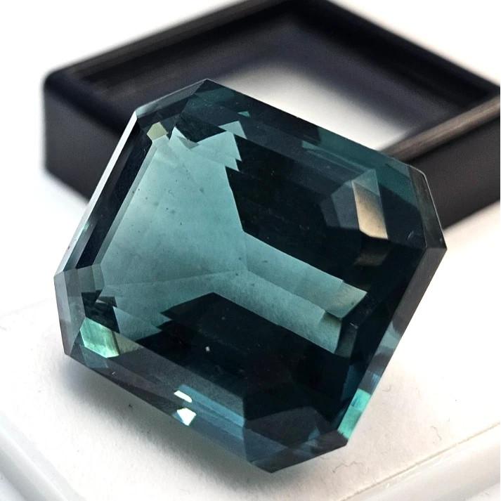 Natural Teal Blue Tourmaline 38+ Ct Emerald Cut Certified Fabulous Gemstone