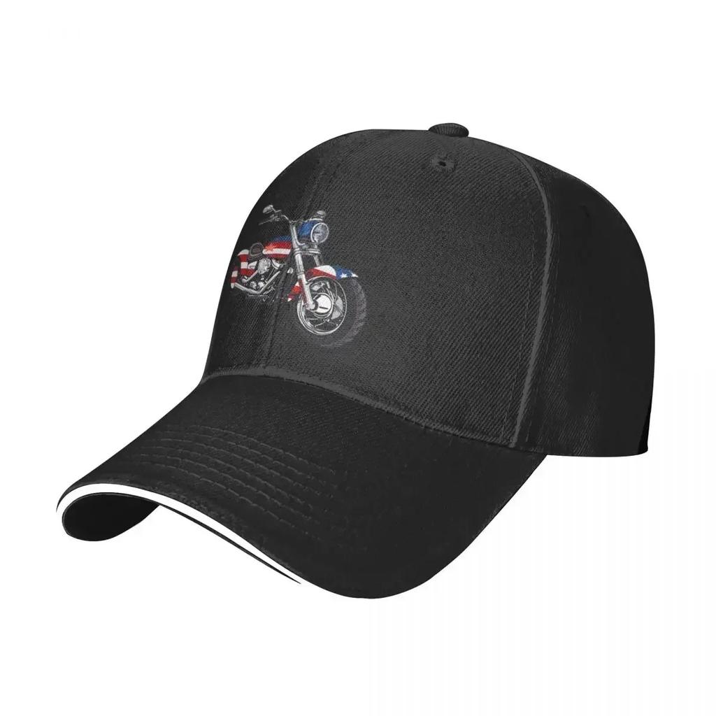 Motorcycle and American Flag Baseball Cap Uv Protection Solar Hat Streetwear summer hat Hats For Women Unisexs