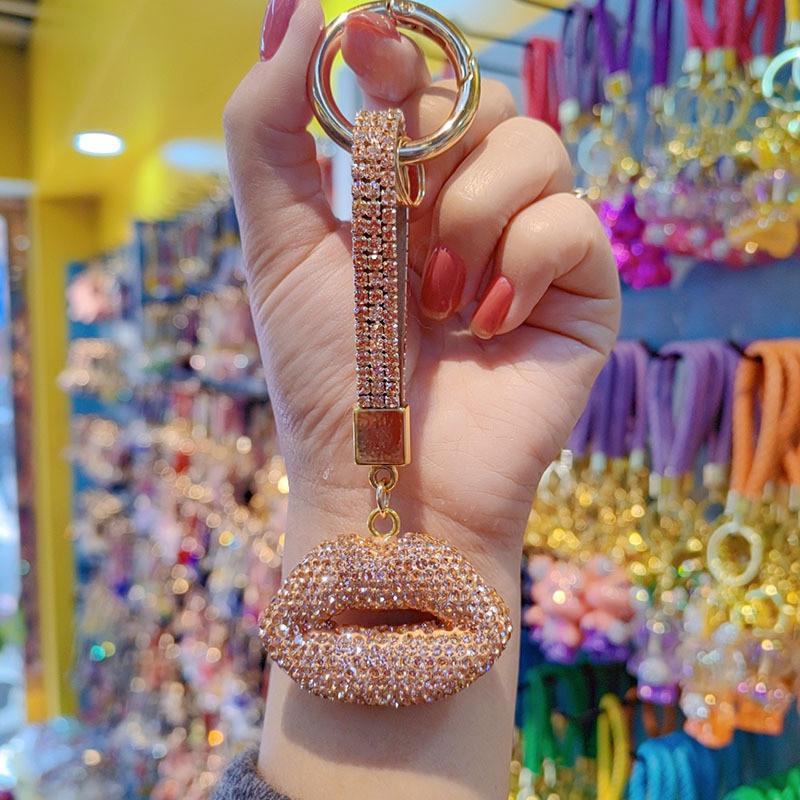 Jewelry Keychain With Czech Rhinestones Lip Design For Couples And Gift Giving