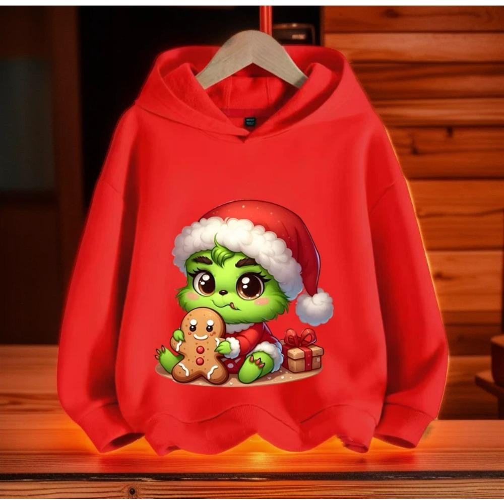 Cartoon Fashion Men Women's Hoodies Christmas Green Monster Print Pullover Cartoon Casual Sweatshirt Kids Hoodies Long Sleeve Clothing