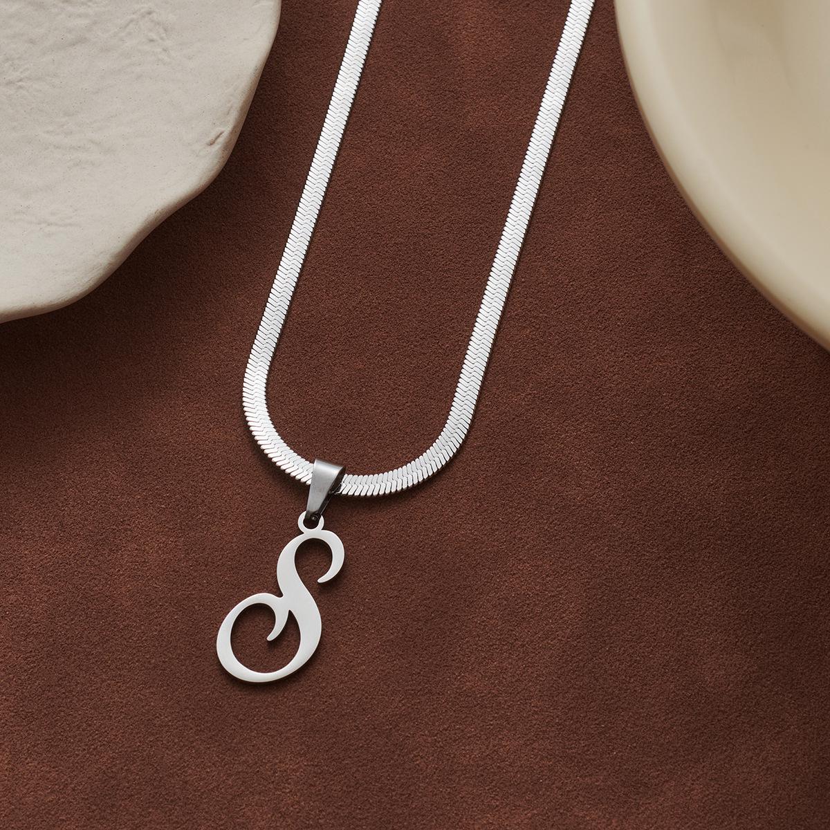 Non-fading Snake Chain Necklace with Artistic English Letter Pendant