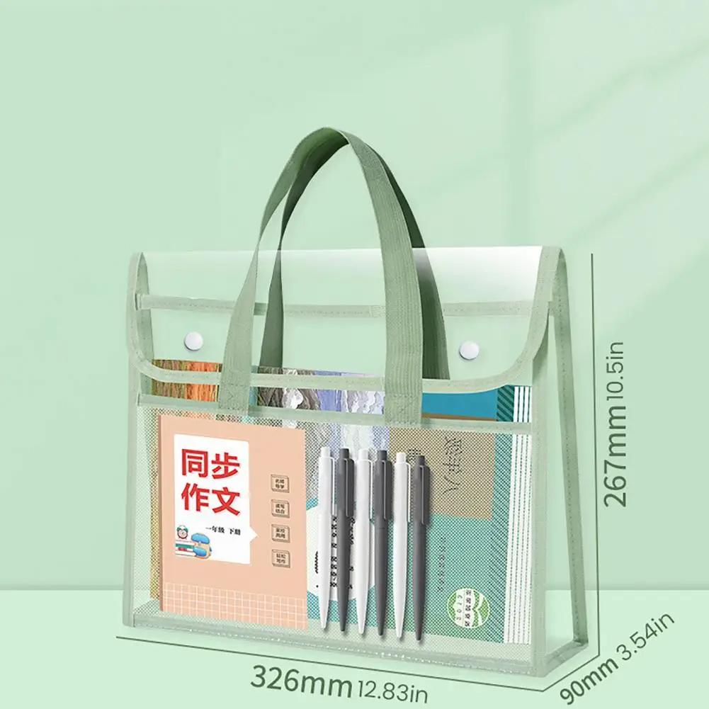 Expandable Transparent Plastic File Folder Waterproof A4 Letter Size File Pouch Portable Documents Tote Bag for Office School