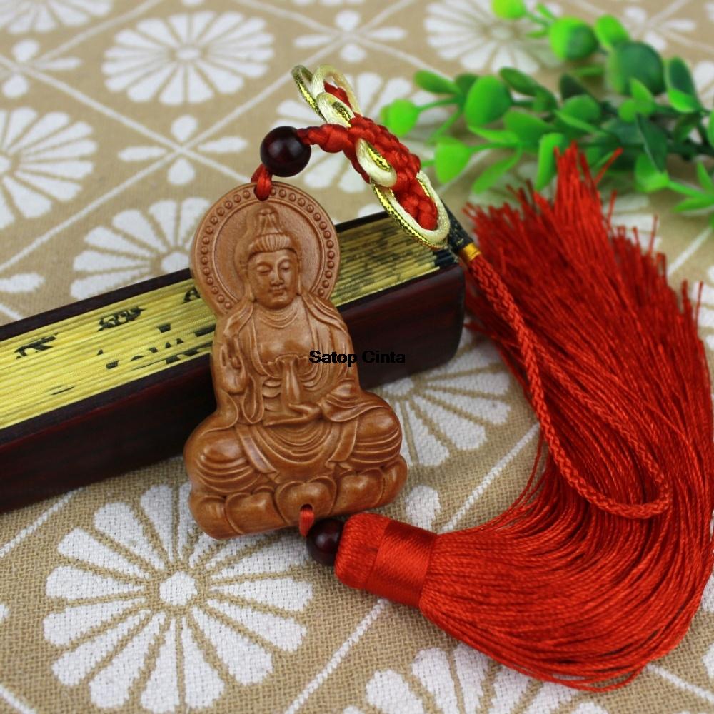

Wooden Carved Guanyin Ornament Chinese Traditional Peach Wood Car Pendant All The Best Rearview Mirror Interior Wooden Art Craft