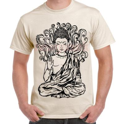 Buddha Large Man Graphic T Shirts Buddhism Meditation Yoga T Shirt Woman Man Unisex Adult Cotton Shortsleev Retro Ropa Hombre