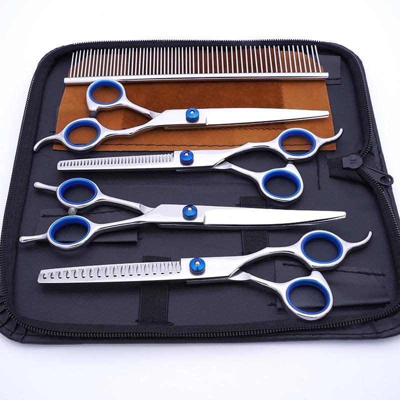 Professional Dog Grooming Scissors Set - Curved and Thinning Shears