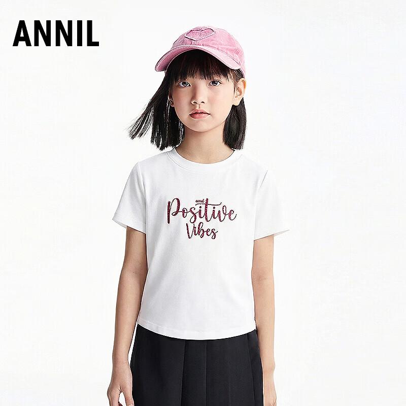 Annil Girls  Round Neck Short Sleeve T-Shirt 130