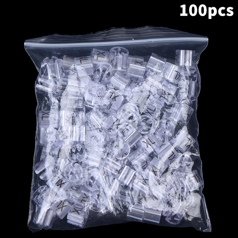 

100Pcs Clothes Hanger Size Markers Clear Plastic Home Hangers Size Tag Kit Xxs-5Xl Snap On Hanger Divider Accessories Label XL 100Pcs